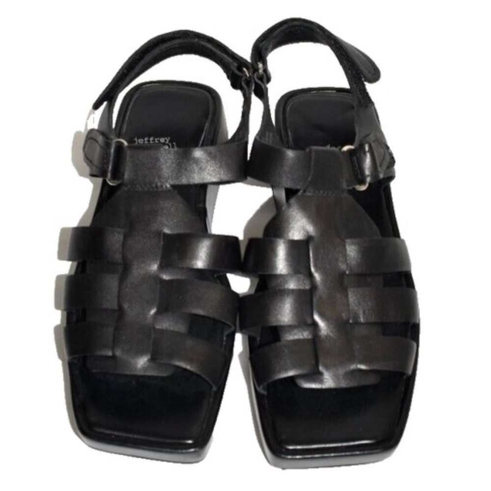 Jeffrey Campbell Poisson Fisherman Black Sandals, 8.5